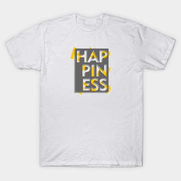 3d effect scrambled letter of happiness T-Shirt by Typography Dose